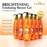 Gel Douche Exfoliant Éclaircissant Bio à la Vitamine C et à l'Acide Kojique, Extrait de Fruits, Lavant Corporel Blanchissant pour Peaux Sensibles
