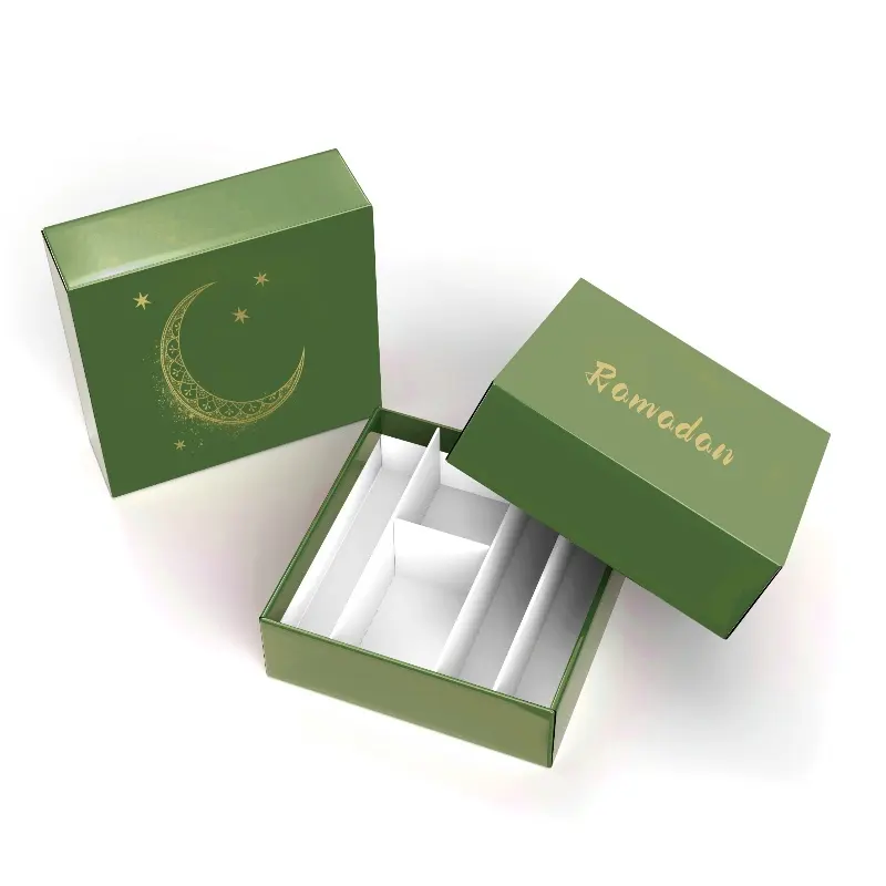 Riciclabile Logo personalizzato stampa musulmana Ramadan scatola regalo profumo di lusso coperchio scatola con inserto