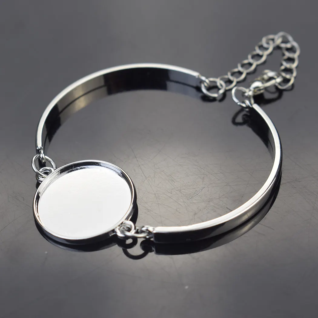 20ミリメートルSliver Metal Bracelet Accessories Round Photo Making Bangle Blank Base Vintage Punk Bracelet For Kids