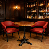 Ensemble de salle à manger industriel OEM/ODM, table en bois sur mesure et chaises en cuir pour restaurants, cafés et salles de pause