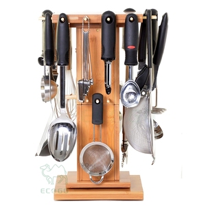 Bamboo Standing Type Utensil Holder for <b>Kitchen</b> Countertop Durable Multifunction Spoon Fork <b>Storage</b> Organizer - Product Image 1