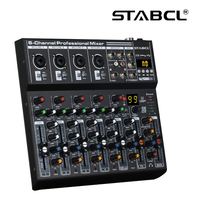 Console de mixage de musique à 4 canaux Table de mixage de puissance Table de mixage audio avec USB et alimentation fantôme 48V