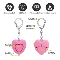 Alarme de sécurité personnelle LED légère en forme de cœur, couleurs assorties, avec avertissement rapide et déclenchement immédiat