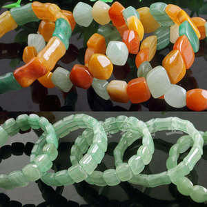 กำไลหยกเขียวธรรมชาติร้อยลูกปัดเชือกยางยืดหลากสี กำไลหยกทรงสูงแบบไม้ไผ่สำหรับผู้หญิง เครื่องประดับคุณภาพสูง ขายส่ง - Product Image 3