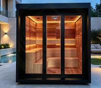 Sauna Listrik Inframerah Jauh Modern Mewah dengan Lampu LED, Grosir Pabrik, Ruang Sauna Hemlock Tradisional untuk Dua Orang