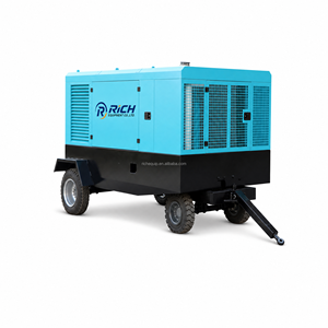 Compresseur d'air diesel portable à vis 10 bars avec moteur Cummins pour l'exploitation minière et le forage de puits d'eau, compresseur d'air diesel sur remorque - Product Image 1