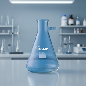 Frasco de Filtración de Vidrio Borosilicato de 1000 mL, Frasco Cónico de Laboratorio de Boca Estrecha con Tubuladura Lateral - Product Image 3