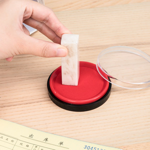Deli 9863 Stamp Official Seal Round Red Inkpad Office Finance Use Quick Drying Large Size - Product Image 1