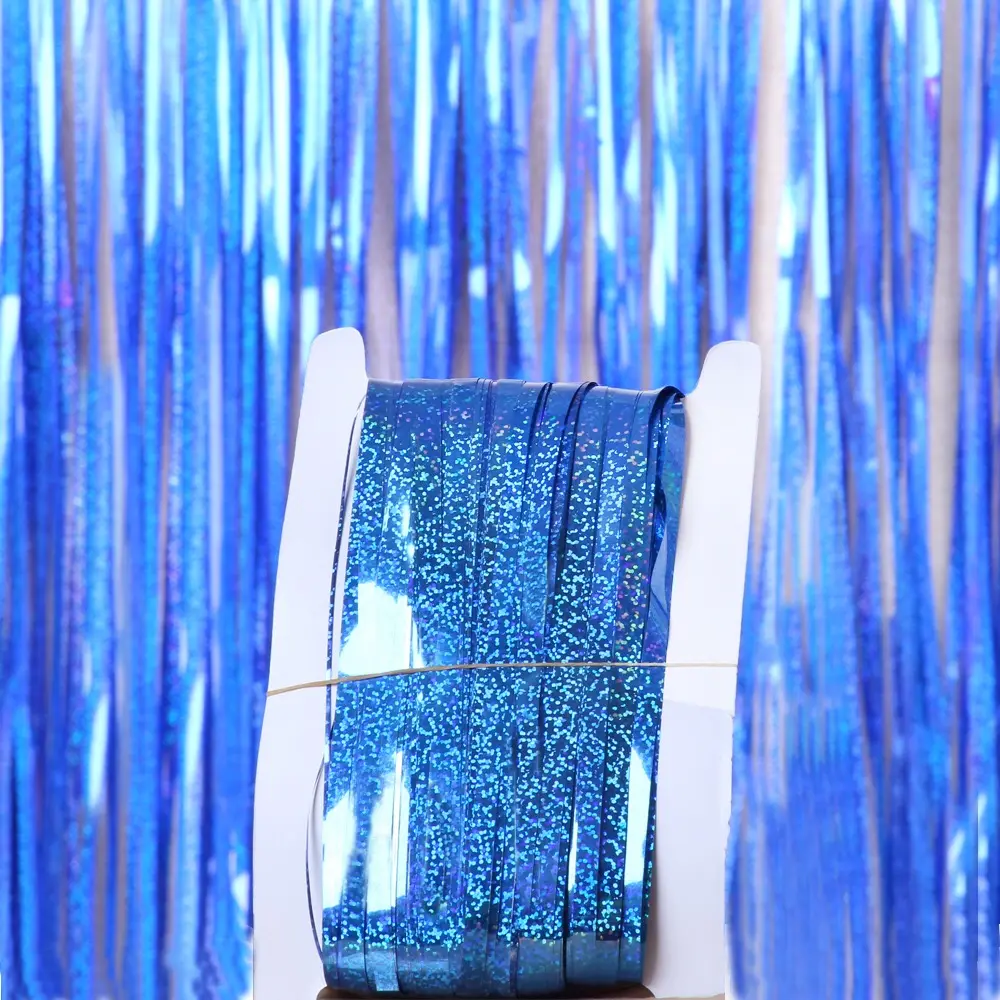 1m * 2m Klatergoud String Folie Fringe Gordijn Shiny Shimmer Party Bruiloft Verjaardag Deur Decoratie Custom Metallic Folie gordijn