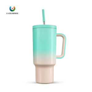 Gobelet isotherme à paille en acier inoxydable de grande capacité 40 oz, transfrontalier, avec poignée, maintien au chaud/au froid pour les voyages et l'utilisation en voiture - Product Image 1