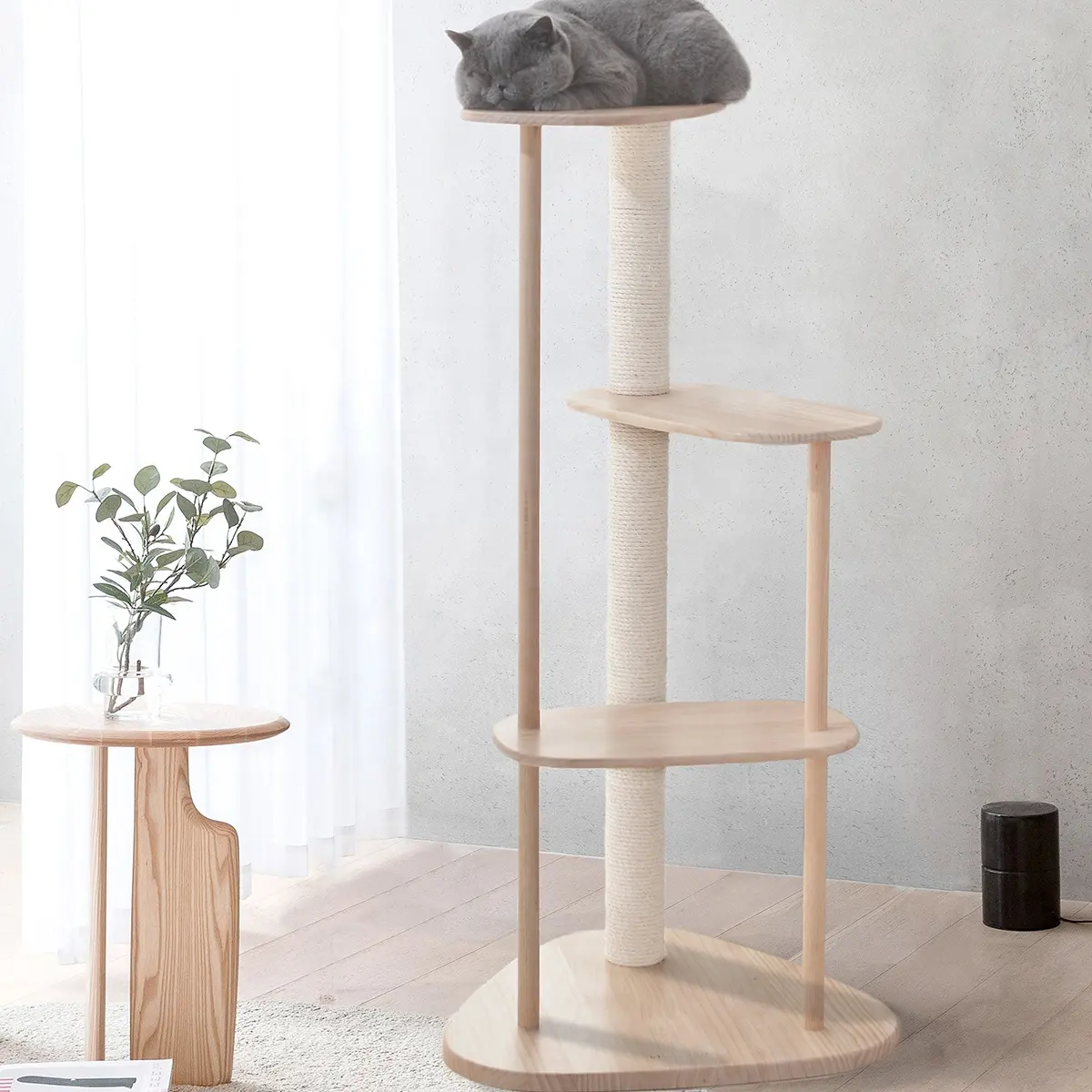 Simple Fashion Design Wooden Cat Tree Cat Climbing Toy Cat Scratcher Tower