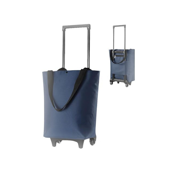 Foldable Shopping Trolley with Wheels - 2 in 1 Reusable Grocery Tote Bag Lightweight Shopping Trolley Cart