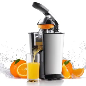 Exprimidor eléctrico de naranjas y limones, exprimidor de cítricos de acero inoxidable con mango de agarre suave y tapa de cono