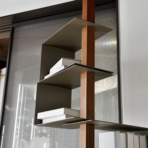 Librería Giratoria Moderna de Aluminio |   Librería de Diseño con Chapa de Nogal |   Estante de Exhibición de Metal para Villa y Sala de Exposiciones - Product Image 5