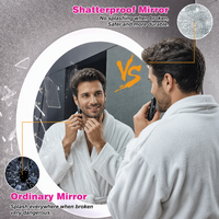 Miroir rond au design moderne avec rétroéclairage LED intelligent anti-buée, miroir de salle de bain intelligent à LED avec écran tactile pour hôtel