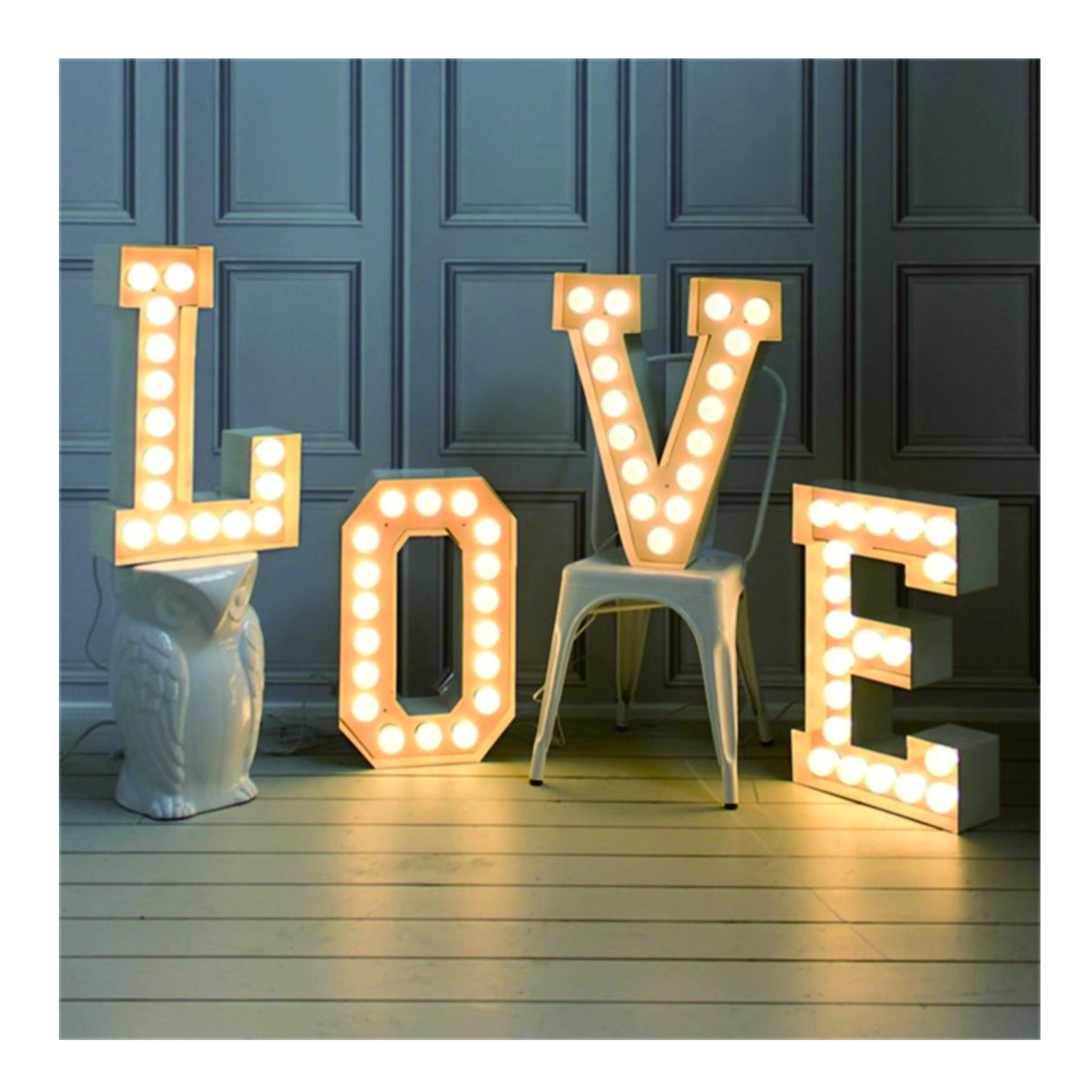 Outdoor wedding decoration MR MRS heart logo Light up Marquee Sign LED Table Giant LOVE marquee letters 4ft led light