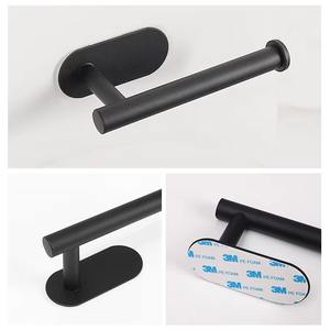 Accessoires de salle de bain YOTO Fashion noir pas besoin de percer porte-serviettes en papier en acier inoxydable avec support mural pour salle de bain - Product Image 3