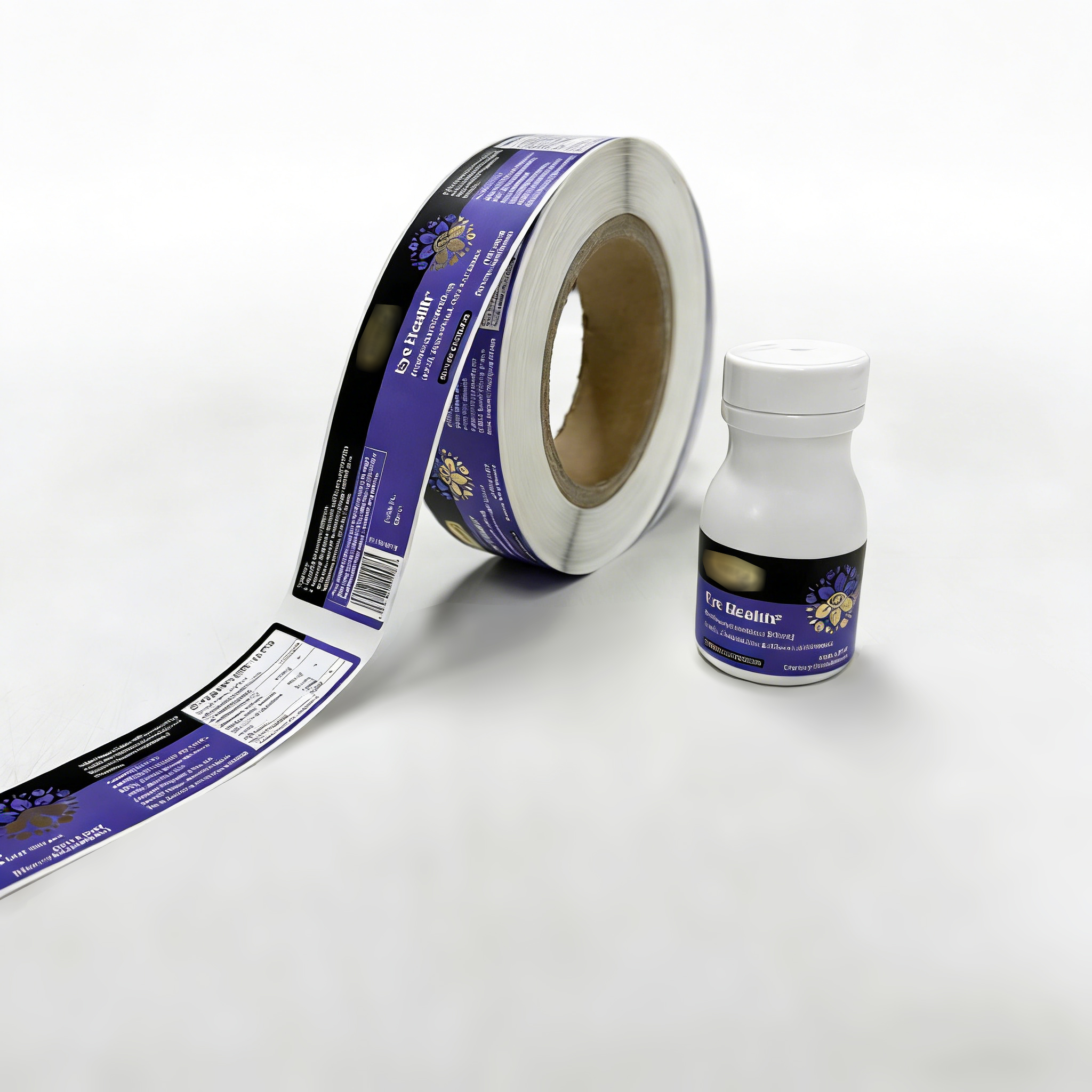 Custom Printed Holographic Durable Adhesive Waterproof White Vinyl Matte Finish Premium Health Supplement Labels Packaging