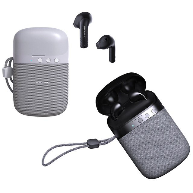 In-ear 2 in 1 Sport Wireless Anc Tws Micro Speaker Earphones Earbuds with 5w Wireless Speaker Earbuds Strong Bass Sound Box