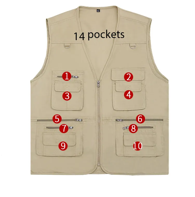 Factory wholesale customization multi-pocket Man Work Cargo Photographer Black Mesh Utility Windproof Outdoor Fishing Men's Vest