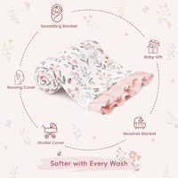 Couverture d'emmaillotage personnalisée en mousseline de coton pour bébé, motif floral à volants, douce, pour nouveau-né, literie de crèche pour tout-petit, couette en crêpe pour bébé
