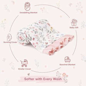 Manta Envolvente de Muselina de Algodón Personalizada con Volantes Florales para Bebé, Manta Suave para Recién Nacido, Ropa de Cama para Guardería, Edredón de Crepé para Bebé - Product Image 2