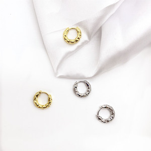 <b>Huggie</b> Earrings Geometric Textured Zinc Alloy Gold And <b>Silver</b> Small Delicate Fashion Hoop Earings - Product Image 2