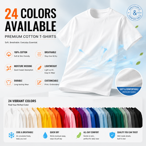 เสื้อยืดโอเวอร์ไซส์พรีเมียมผ้าฝ้ายแท้ 100% ระบายอากาศได้ดี นุ่มสบาย สไตล์ลำลอง สตรีทแวร์ รับสกรีนโลโก้ เสื้อยืดเปล่าสีพื้น - Product Image 2