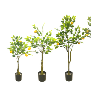 Planta de bonsái en maceta de plástico de imitación, árbol de limón Artificial para decoración de hogar u oficina, aspecto de árbol frutal realista - Product Image 1