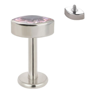 Ensemble de lunette poussoir à filetage interne en gros Marquise CZ Top Labret en acier inoxydable Piercing Agate ASTM F136 Anneau de lèvre en titane - Product Image 6