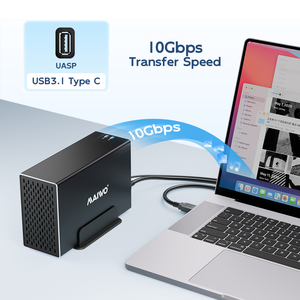 Boîtier en aluminium MAIWO K35272C à 2 baies <span class=keywords><strong>RAID</strong></span> pour disques durs/SSD SATA 3,5 pouces avec ventilateur, interface USB-C vers SATA jusqu'à 10 Gbit/s - Product Image 3