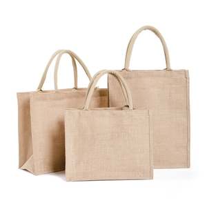 Sac de shopping en toile de jute naturelle pliable réutilisable écologique avec logo personnalisé imprimé bon marché - Product Image 1