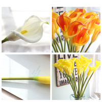 A-999 Hochwertige Simulation Heim-Hochzeits-Dekorative Calla-Lilien Kastanienbraun Weiß Latex Echt Aussehende Künstliche Calla-Lilien Blumen Großhandel