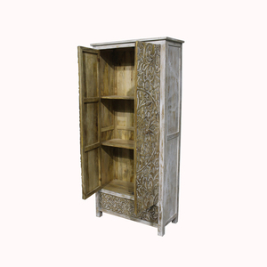 Armoire en bois massif robuste avec portes doubles, armoire de rangement spacieuse pour chambre à coucher avec finition durable - Product Image 3