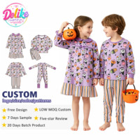 Tenue d'Halloween pour filles, haut à manches courtes en fibre de bambou, jupe à volants, ensemble 2 pièces avec imprimé citrouille et fantôme pour enfants