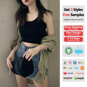 Summer Korean Design Chic Temperament <span class=keywords><strong>Top</strong></span> Self Cultivation Black Sexy Short Vest Suspender Bottom Women's <span class=keywords><strong>Crop</strong></span> Tops - Product Image 1