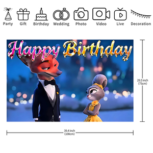 <span class=keywords><strong>Fondo</strong></span> de Fotografía con Temática de la Película Zootopia 2, Judy y Nick, para Decoración de Bodas, Fiestas de Cumpleaños - Product Image 5