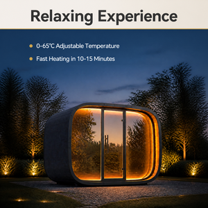 Cabine de sauna en bois pour la maison, avec contrôle de la température et du temps, haut-parleur Bluetooth, sauna extérieur en forme de cube carré - Product Image 2