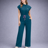Combinaisons médicales colorées en tissu TS, pantalons larges, uniformes de bloc opératoire, blocage de couleur, cordons à la taille, uniformes d'hôpital pour femmes