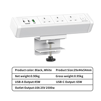 Stop Kontak Meja Multifungsi dengan 3 Stop Kontak AC, 2 USB-C, 1 USB-A, Pengisian Cepat 65W, Kustomisasi, Stasiun Pengisian Daya Pintar
