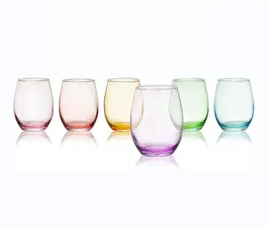 Grands verres de 12 oz, Style italien Unique, grand verre à vin coloré sans tige, ensemble de 6 pour vin blanc et rouge, eau, Margarita