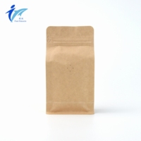 Sac à café à fond plat avec valve unidirectionnelle personnalisée, en papier kraft laminé aluminium, haute barrière et résistant aux déchirures pour grains de café fraîchement torréfiés