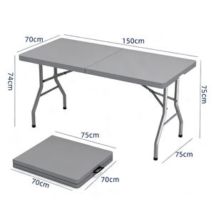 Mesa Plegable Verde para Camping de HDPE, Portátil, para Exteriores, Plegable en Dos, para Comedor, Entrenamiento, Trabajo, Reuniones - Product Image 2