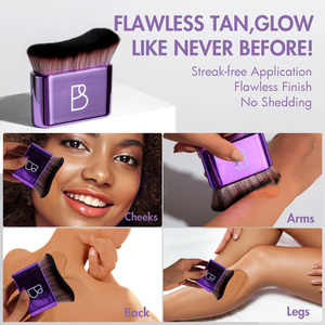 Brocha Autobronceadora BS-MALL para Rostro y Cuerpo, Brocha de Maquillaje de Lujo con Logotipo Personalizado, Mango de Plástico Vegano <span class=keywords><strong>Ultra</strong></span> Suave, Brocha Kabuki para Contorno y Bronceado - Product Image 2