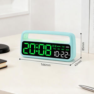 Lámpara de Escritorio LED 3D con Control de Volumen y Carga USB para Dormitorio de Estudiantes, Luz Ambiental con Diseño de Planeta, <span class=keywords><strong>Reloj</strong></span> Despertador Electrónico Digital con Tipo C - Product Image 2
