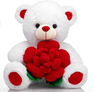 Teddybär Plüschtier mit Rose als Valentinstagsgeschenk, Hochwertiges Stofftier, Weiße PP-Baumwolle, Schnelle Lieferung - Product Image 2
