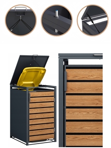 Sân vườn không thấm nước kim loại Wheelie bin lưu trữ đổ với 5 Wheelie Thùng - Product Image 3