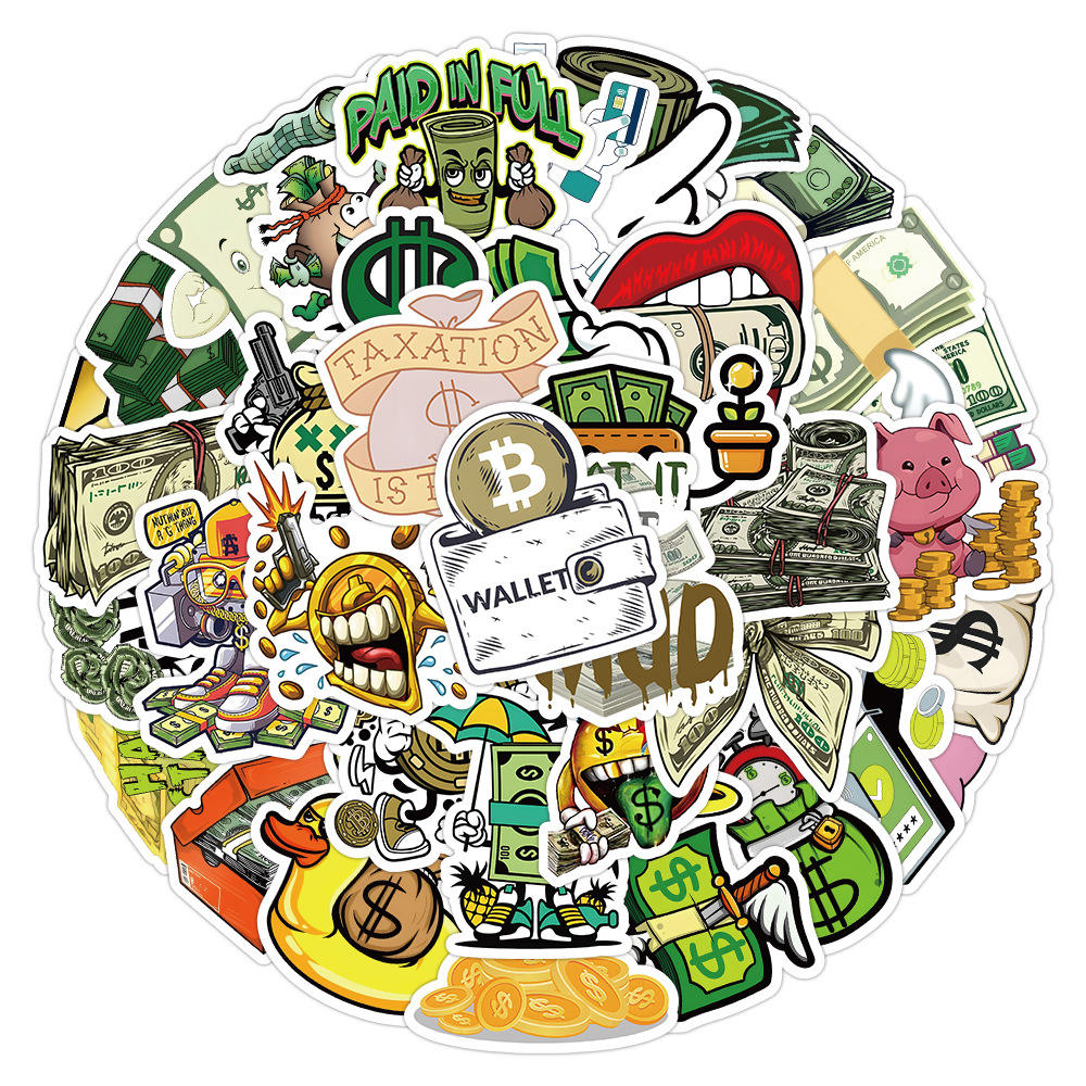 스케이트 보드 자전거 자동차 비닐 금 동전 통화 스티커에 대한 50PC 만화 돈 달러 로고 낙서 스티커| Alibaba.com