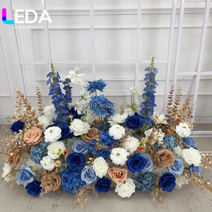 LEDA ชุดดอกไม้ประดับหรูหรา ลูกบอลดอกไม้ สีฟ้า ขาว ทอง ผสมผสานการจัดดอกไม้ งานแต่งงาน ดอกไม้ประดิษฐ์สำหรับตกแต่งงานแต่งงาน - Product Image 3
