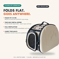 Sac de transport pliable pour chat, sac de transport souple pour animaux de compagnie pour chats et petits chiens, sac de voyage ventilé en EVA avec bandoulière, vente en gros OEM